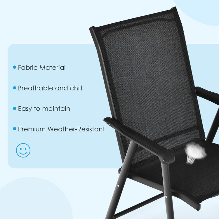 Set of 2 Outdoor Patio Folding Chair with Ergonomic Armrests-BlackCostway Gallery View 12 of 12